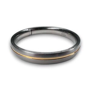 Boccia Titanium Men's Bangle Bracelet Two Tone Gold Inlay Hinged